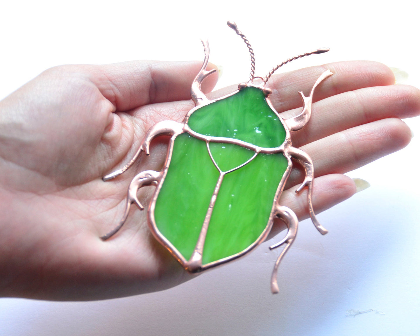 Stained glass beetle, bug suncatcher, glass home decor, window hangings decor, garden decoration, Tiffany glass art