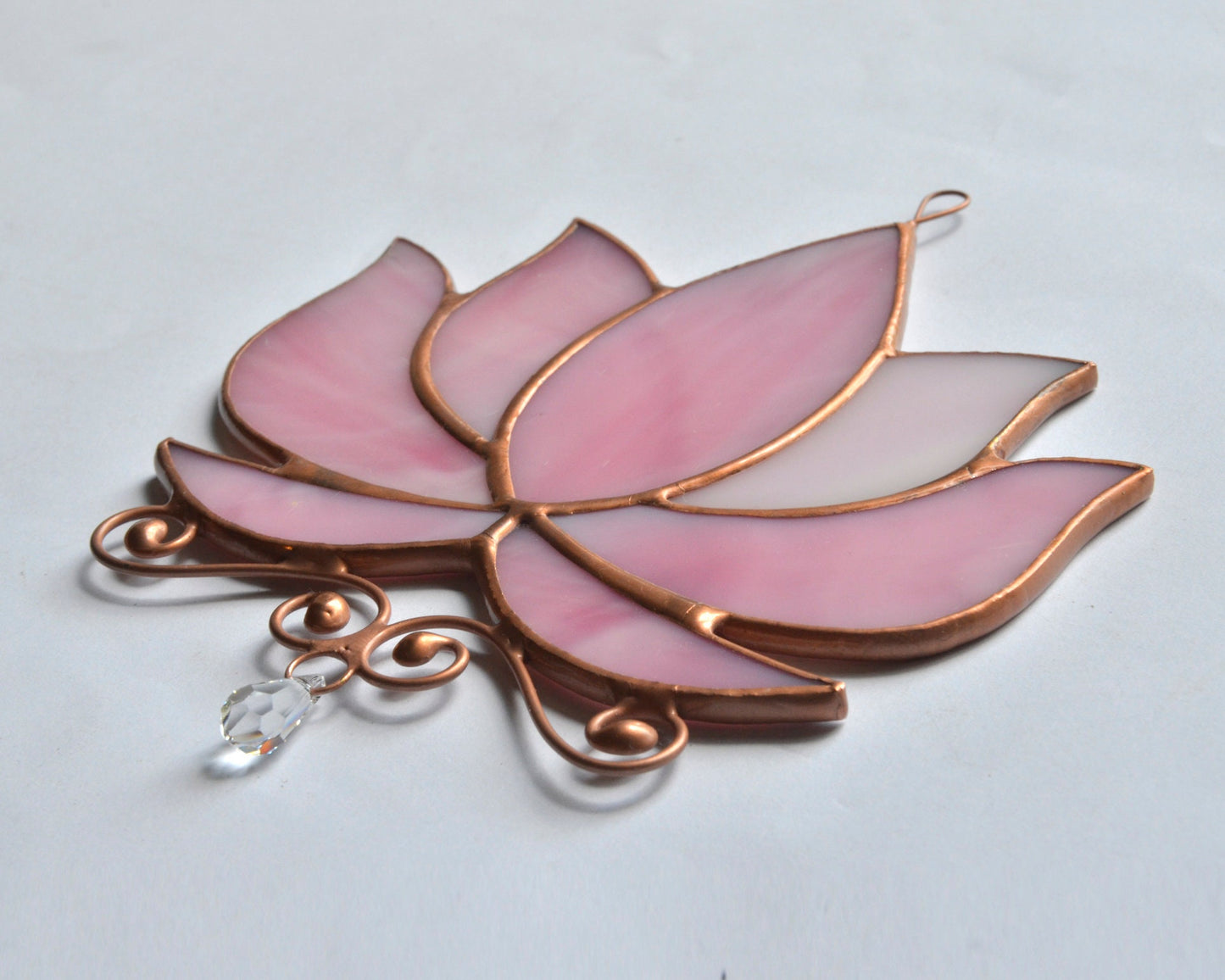 Stained Glass Lotus Suncatcher: Crystal Window Hanging, Yoga Gift