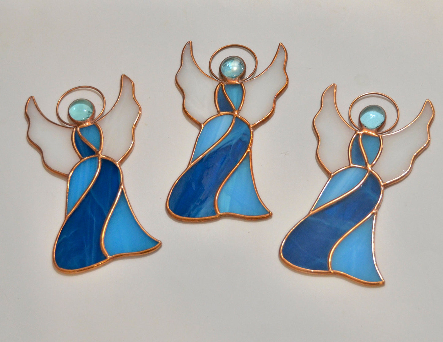 Stained glass angel memorial gift, window hanging ornament, guardian suncatcher