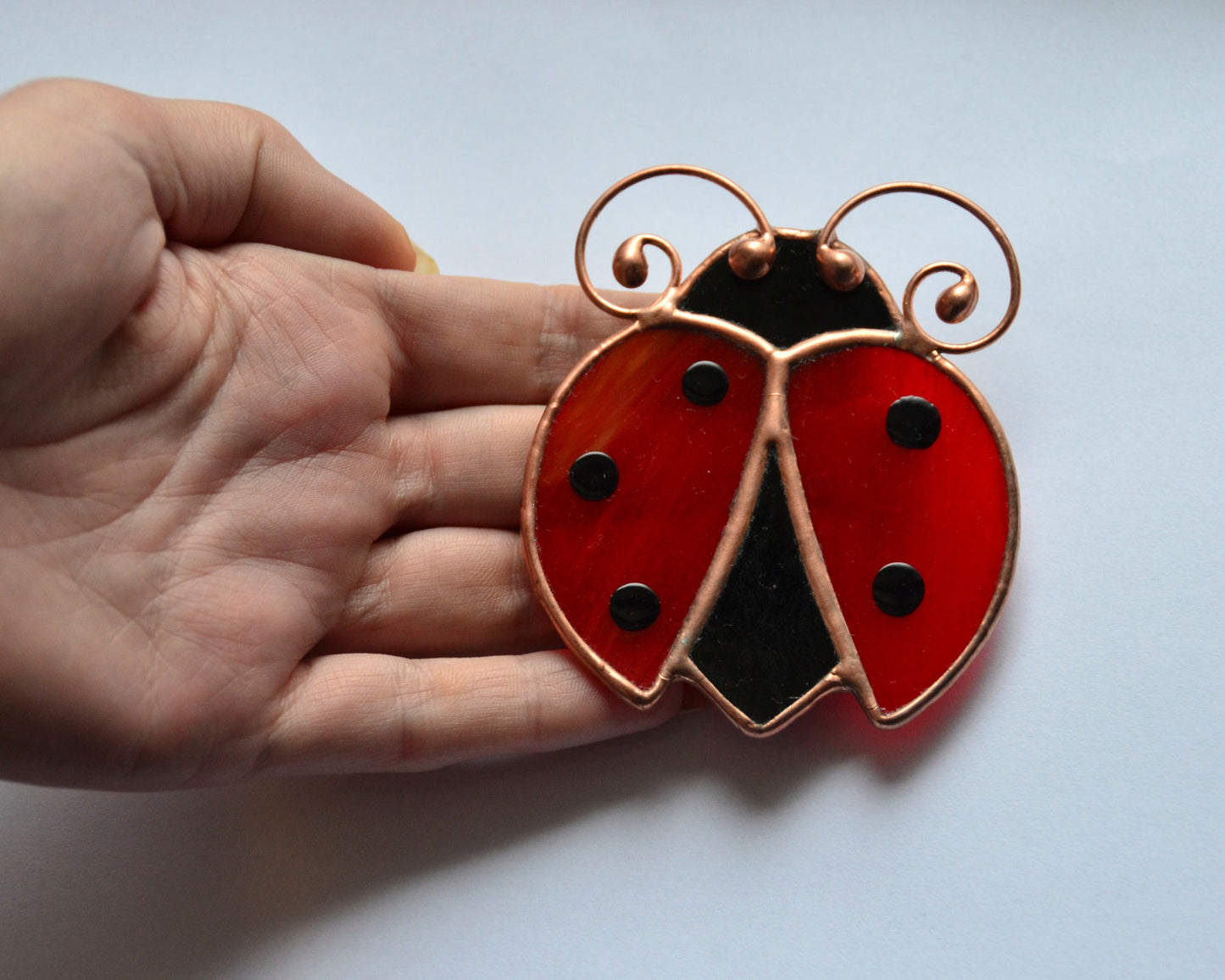 Stained Glass Ladybug Suncatcher – Window Hanging Ornament and Gift