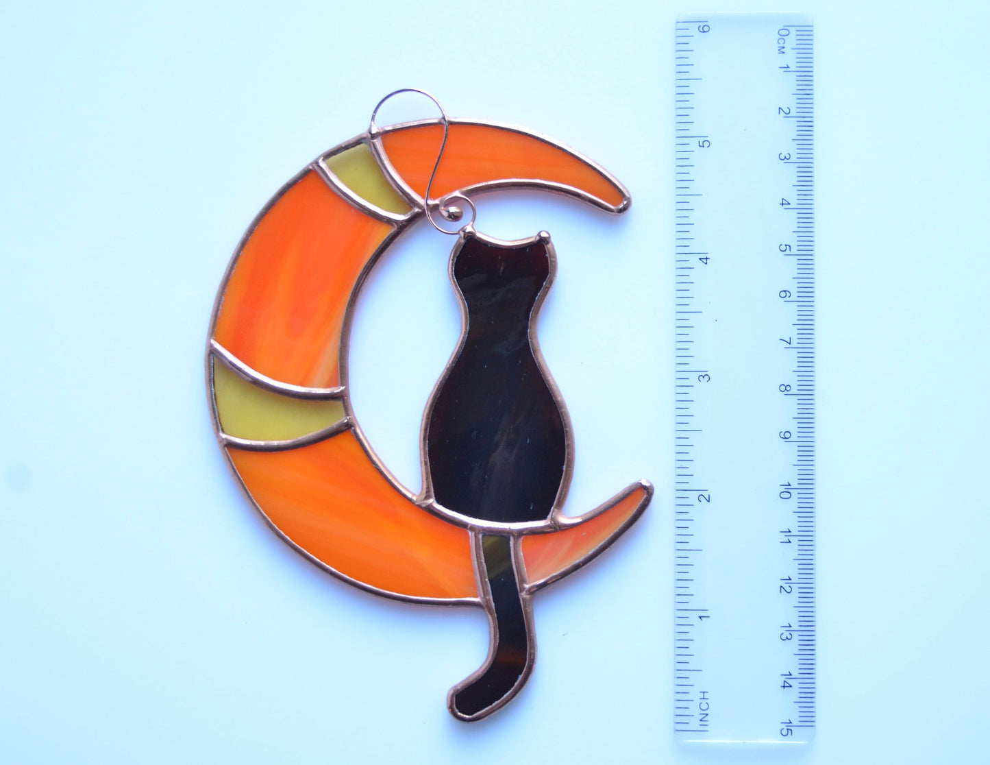 Stained glass window hangings, Halloween black cat suncatcher