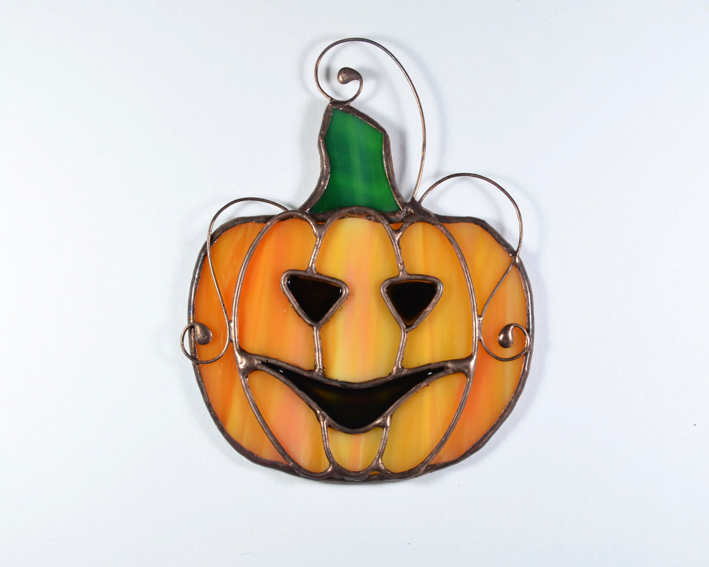 Stained glass Halloween window hanging, fall decor, stain glass pumpkin sun catcher
