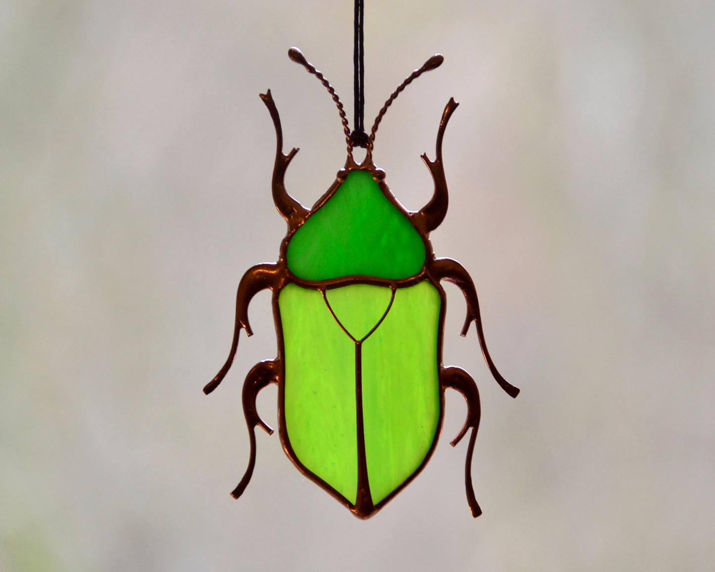 Stained glass beetle, bug suncatcher, glass home decor, window hangings decor, garden decoration, Tiffany glass art