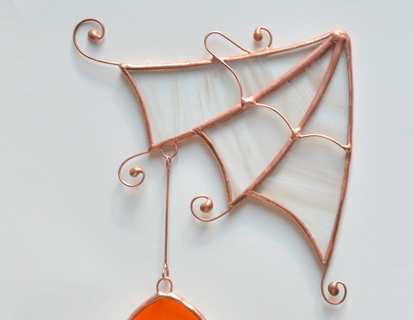 Stained glass Halloween suncatcher, window hanging spider ornament
