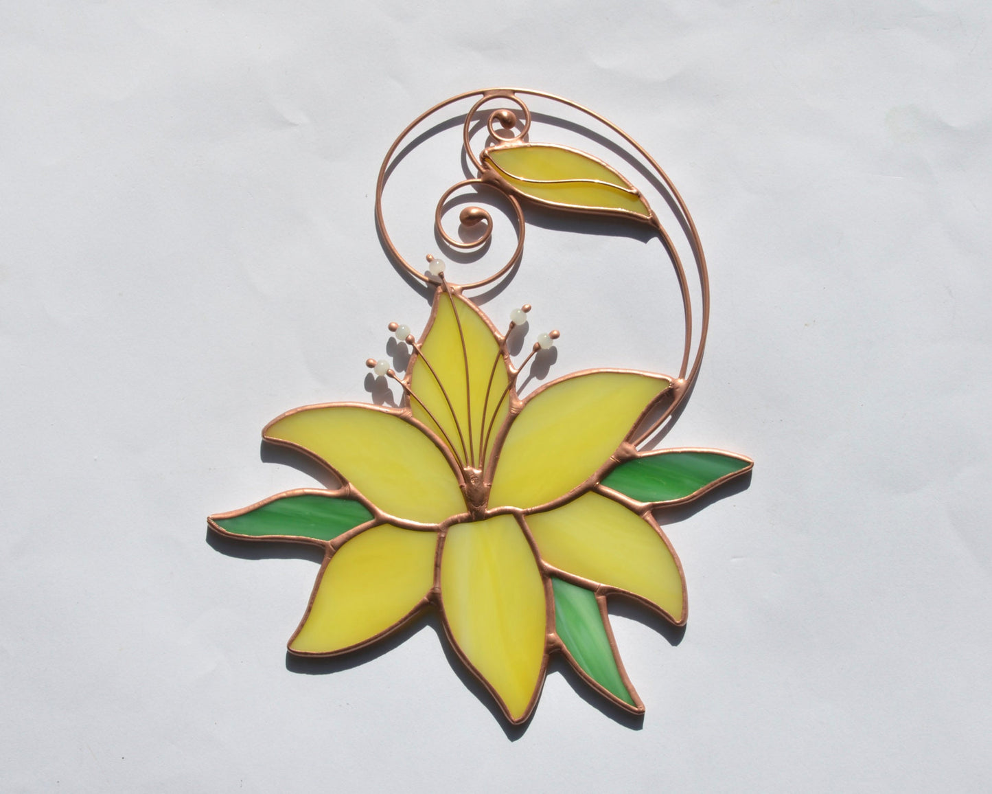 Blue Lily Stained Glass Suncatcher – Handmade Tiffany Flower Window Hanging