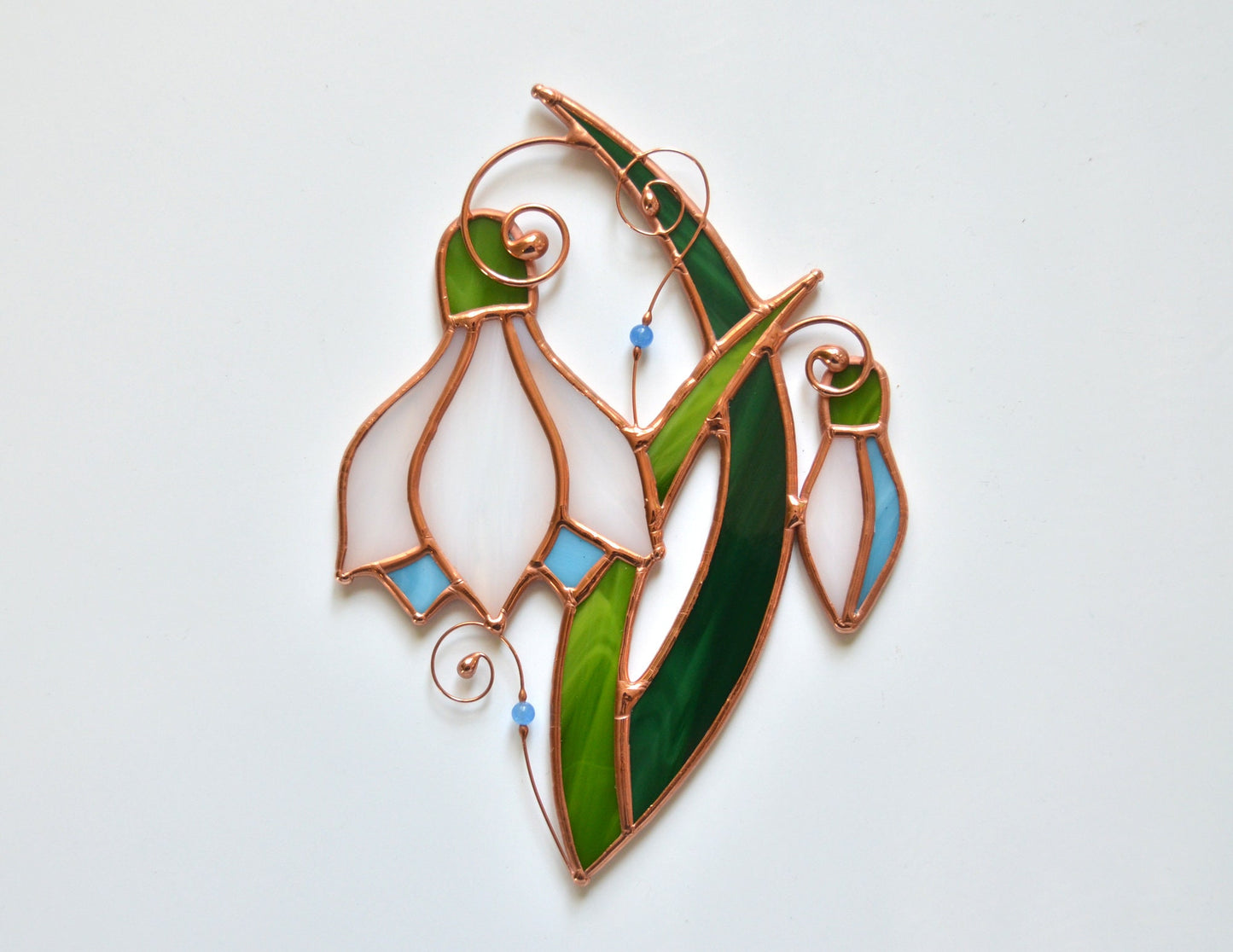 Stained Glass Snowdrop Suncatcher: Spring Flower Window Hanging