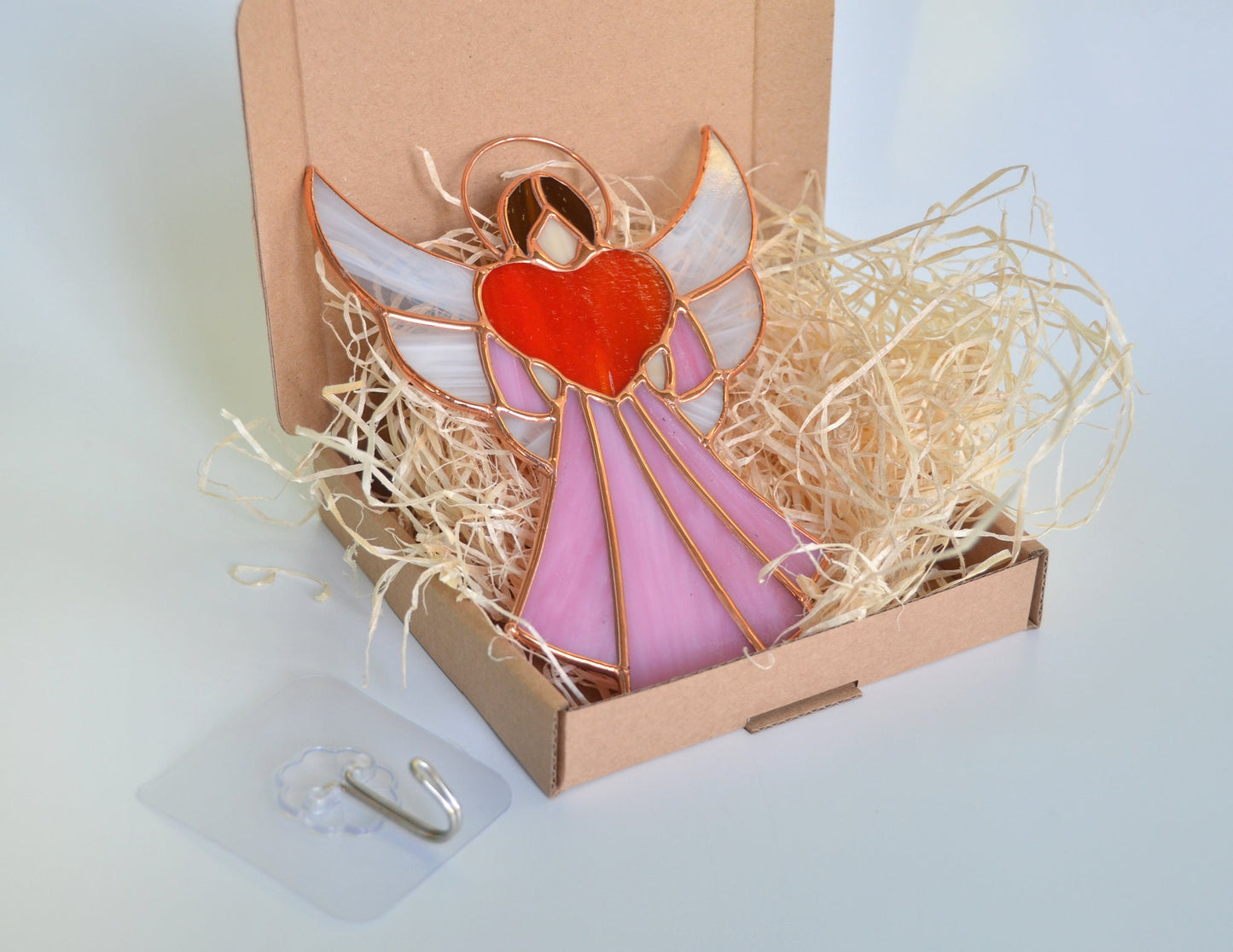 Stained Glass Angel Suncatcher – Memorial Window Hanging – Sympathy Gift