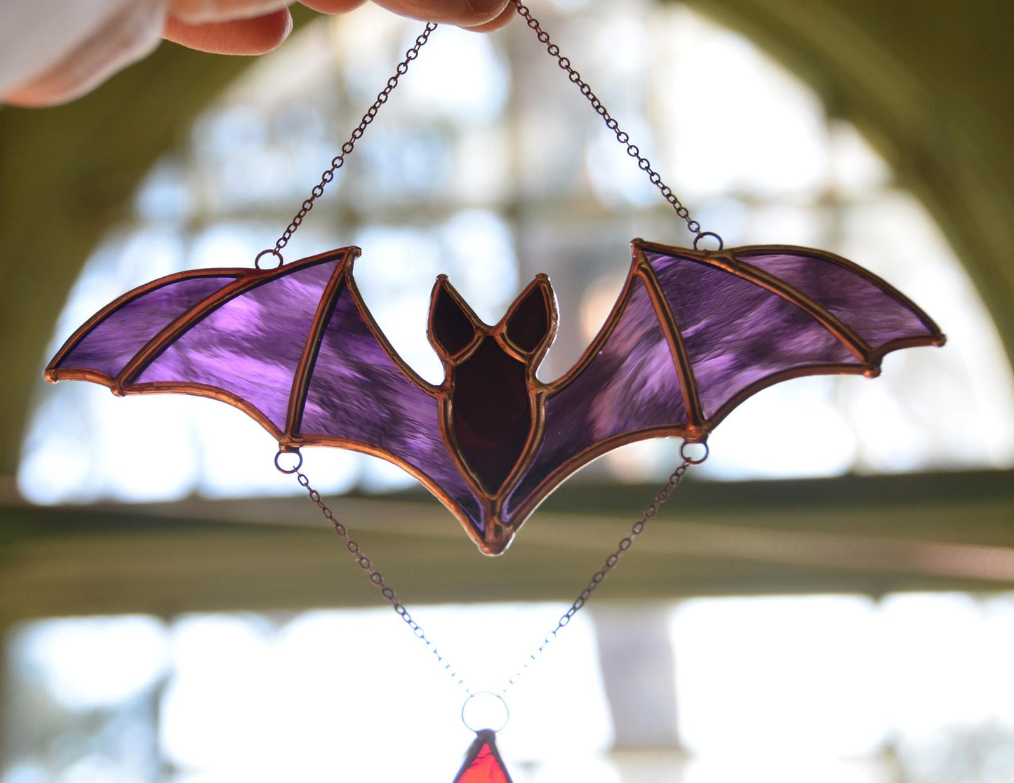 Stained Glass Halloween Bat Suncatcher – Spooky Window Hanging Decor