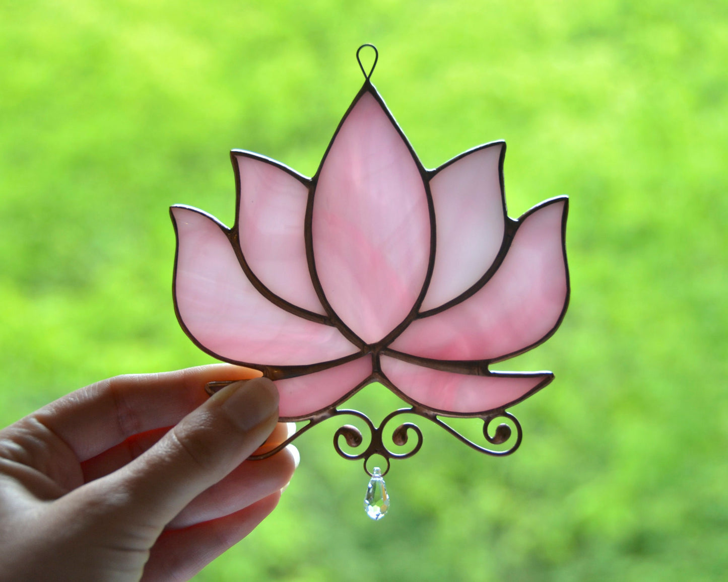 Stained Glass Lotus Suncatcher: Crystal Window Hanging, Yoga Gift