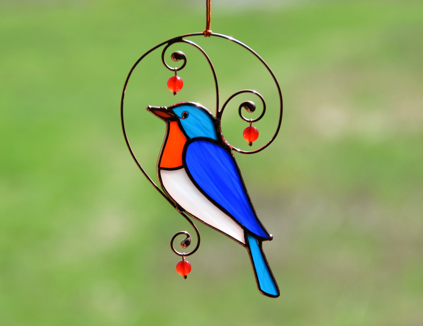 Bluebird Stained Glass Suncatcher: Bird Lover Gift Window Hanging