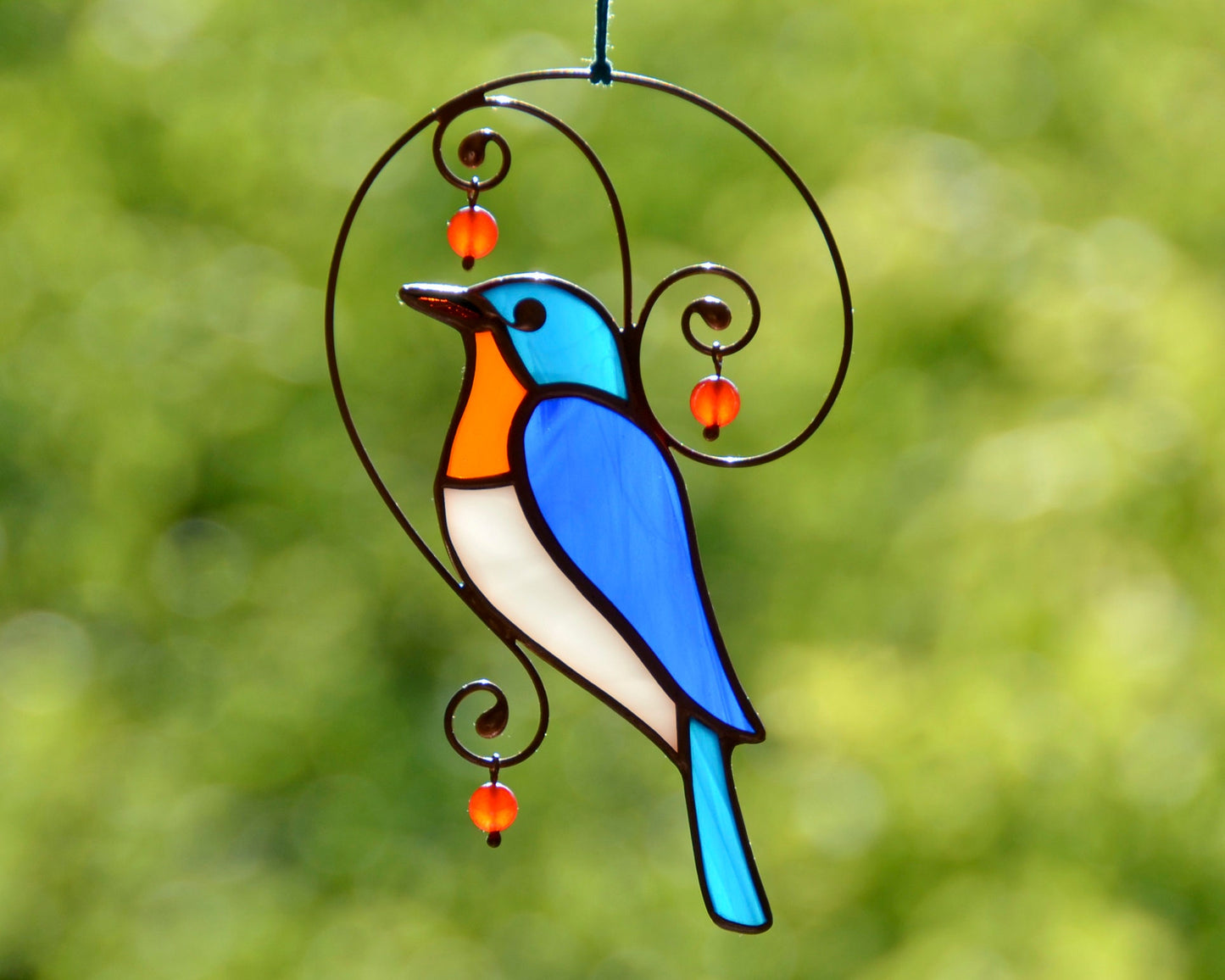 Bluebird Stained Glass Suncatcher: Bird Lover Gift Window Hanging