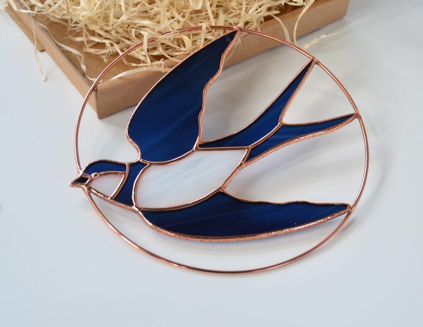 Stained glass swallow suncatcher, bird lover gift, window hangings