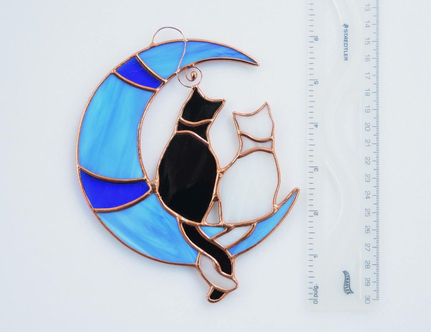 Stained glass black&white cats window hangings, memorial gift, pet lost gift, custom colors