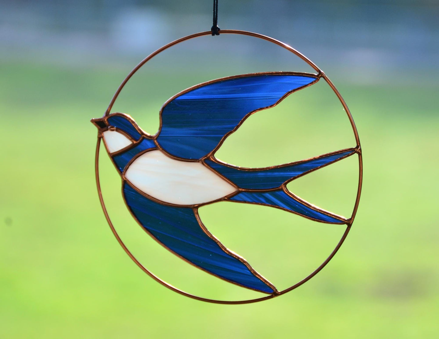 Stained glass swallow suncatcher, bird lover gift, window hangings
