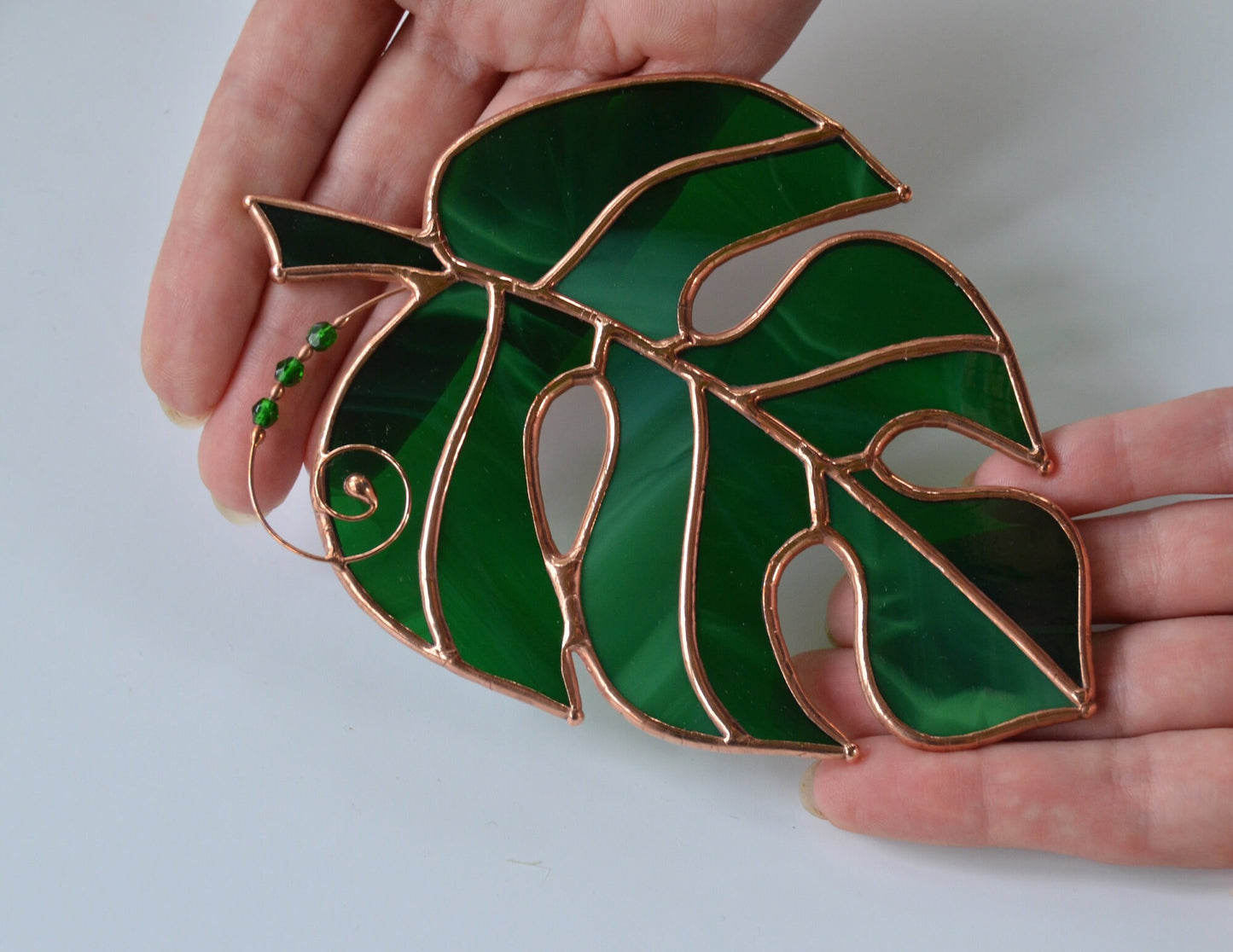 Monstera Leaf Stained Glass Suncatcher, Window Hanging Ornament