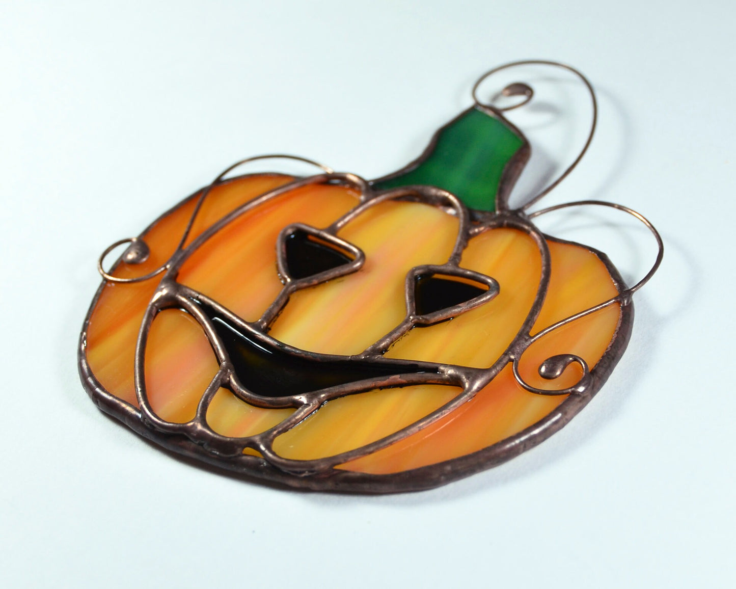 Stained glass Halloween window hanging, fall decor, stain glass pumpkin sun catcher