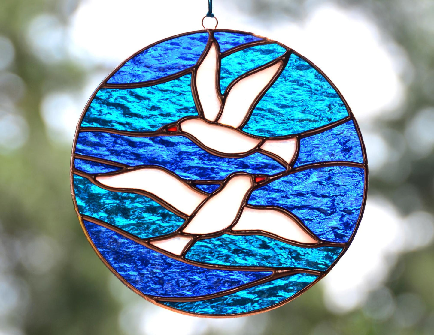 Seagull Stained Glass Suncatcher: Coastal Ocean Window Hanging