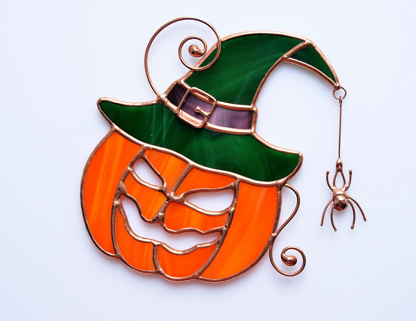Stained glass Halloween falldecor, stained glass pumpkin suncatcher, window hangings