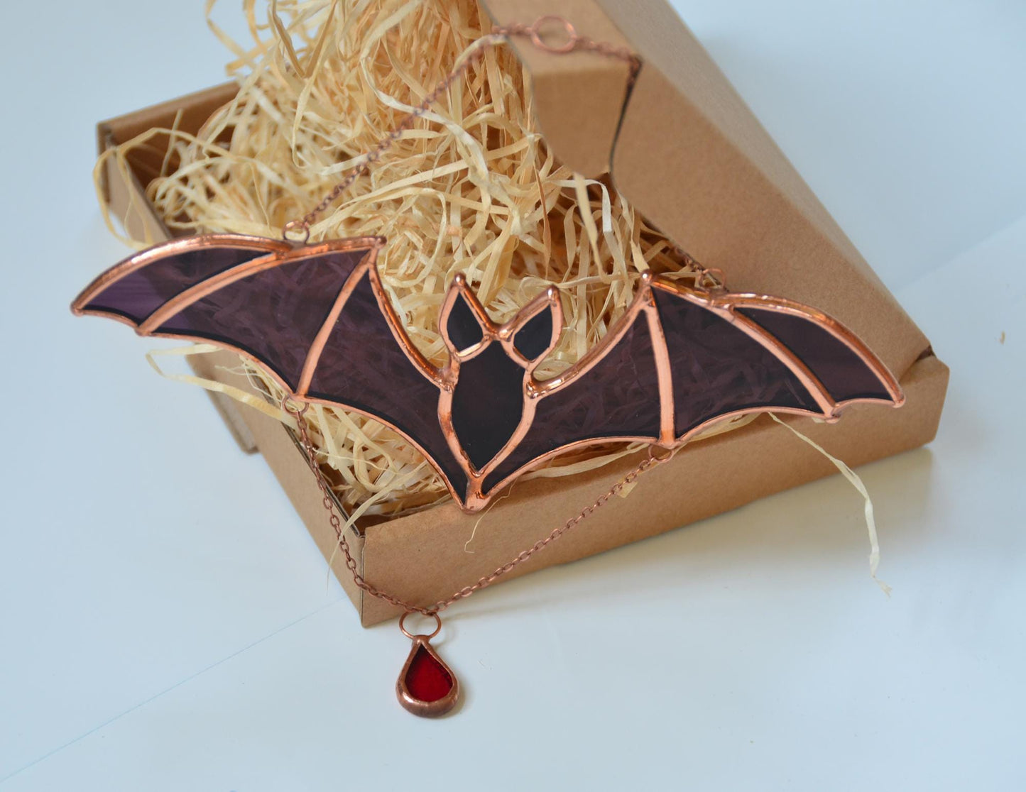 Stained Glass Halloween Bat Suncatcher – Spooky Window Hanging Decor