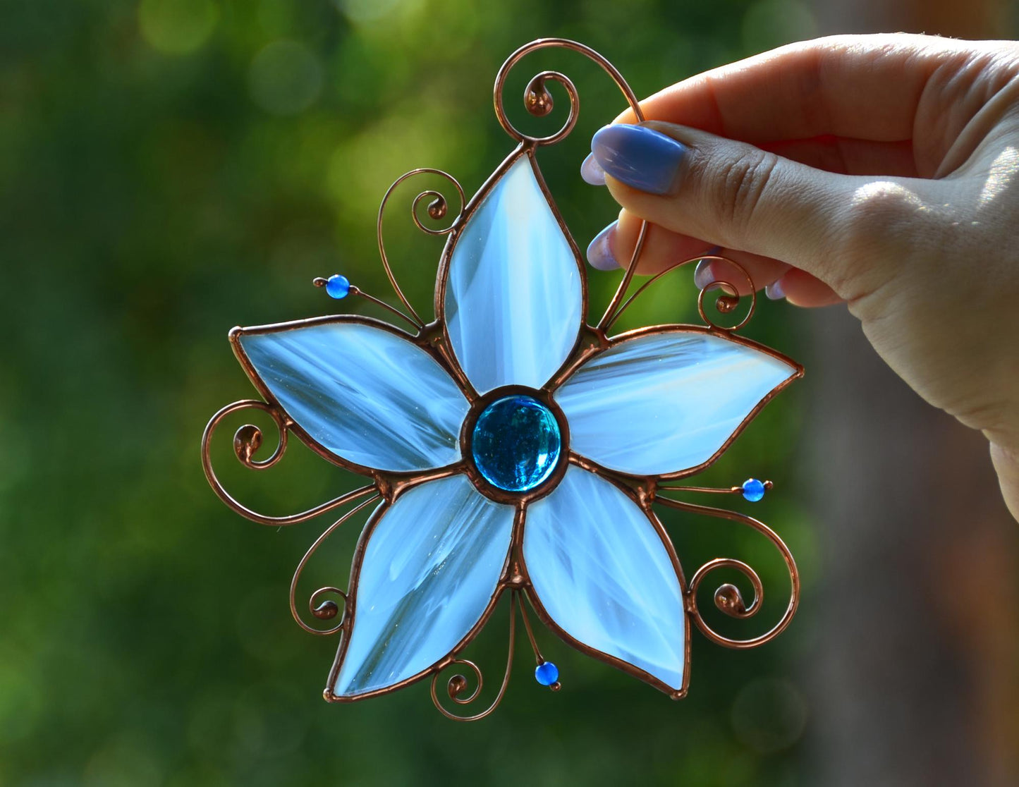 Stained glass window hangings, flower sun catcher, housewarming gift, handmade flower gift