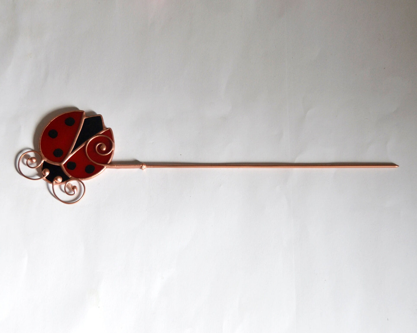 Ladybug stake garden decor, stained glass plant stake, ladybug pot ornament, ladybug suncatcher, pot decoration, Tiffany glass art