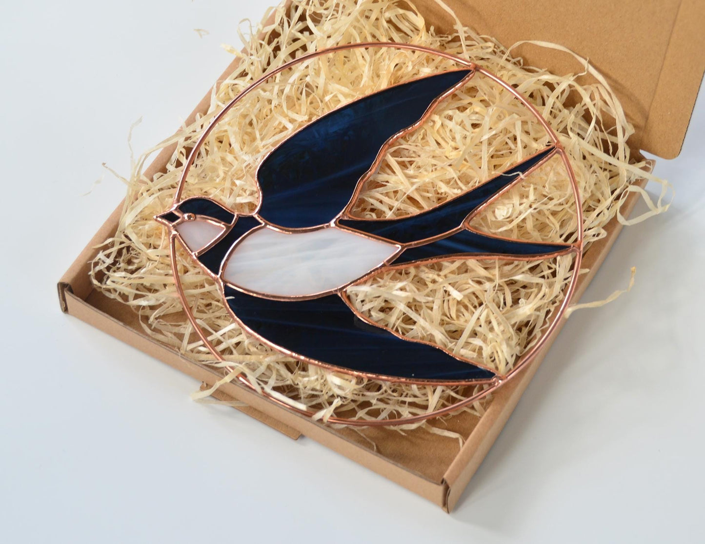 Stained glass swallow suncatcher, bird lover gift, window hangings