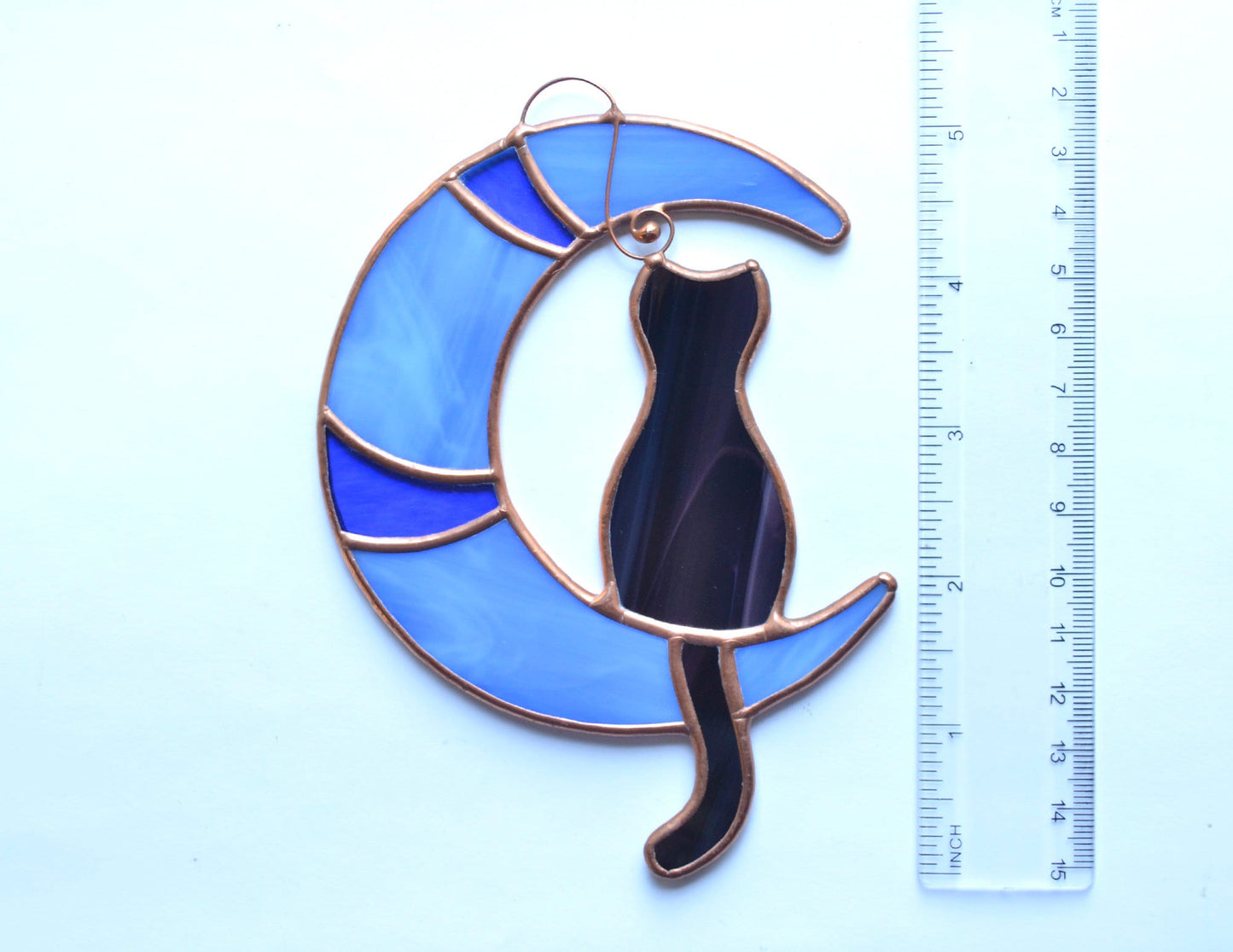 Stained glass window hangings, Halloween black cat suncatcher