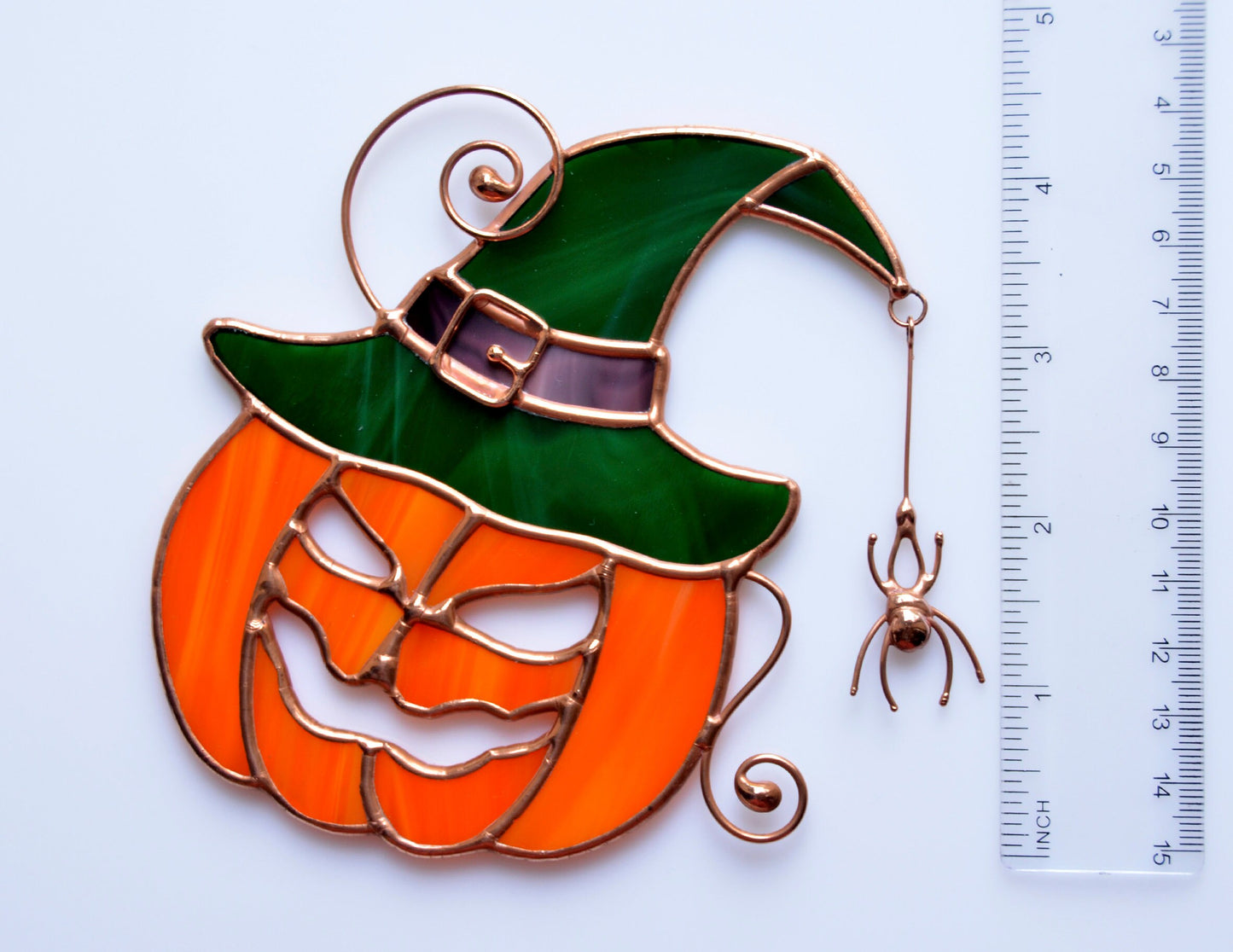 Stained glass Halloween falldecor, stained glass pumpkin suncatcher, window hangings