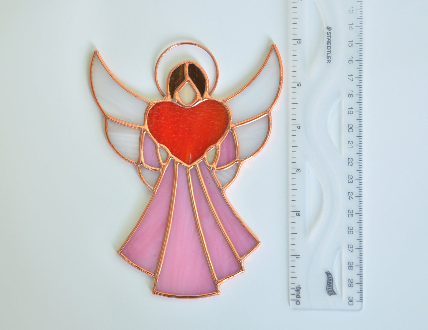 Stained Glass Angel Suncatcher – Memorial Window Hanging – Sympathy Gift