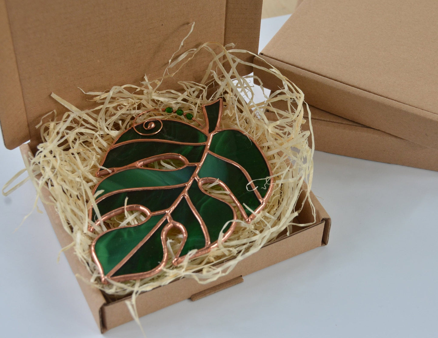 Monstera Leaf Stained Glass Suncatcher, Window Hanging Ornament