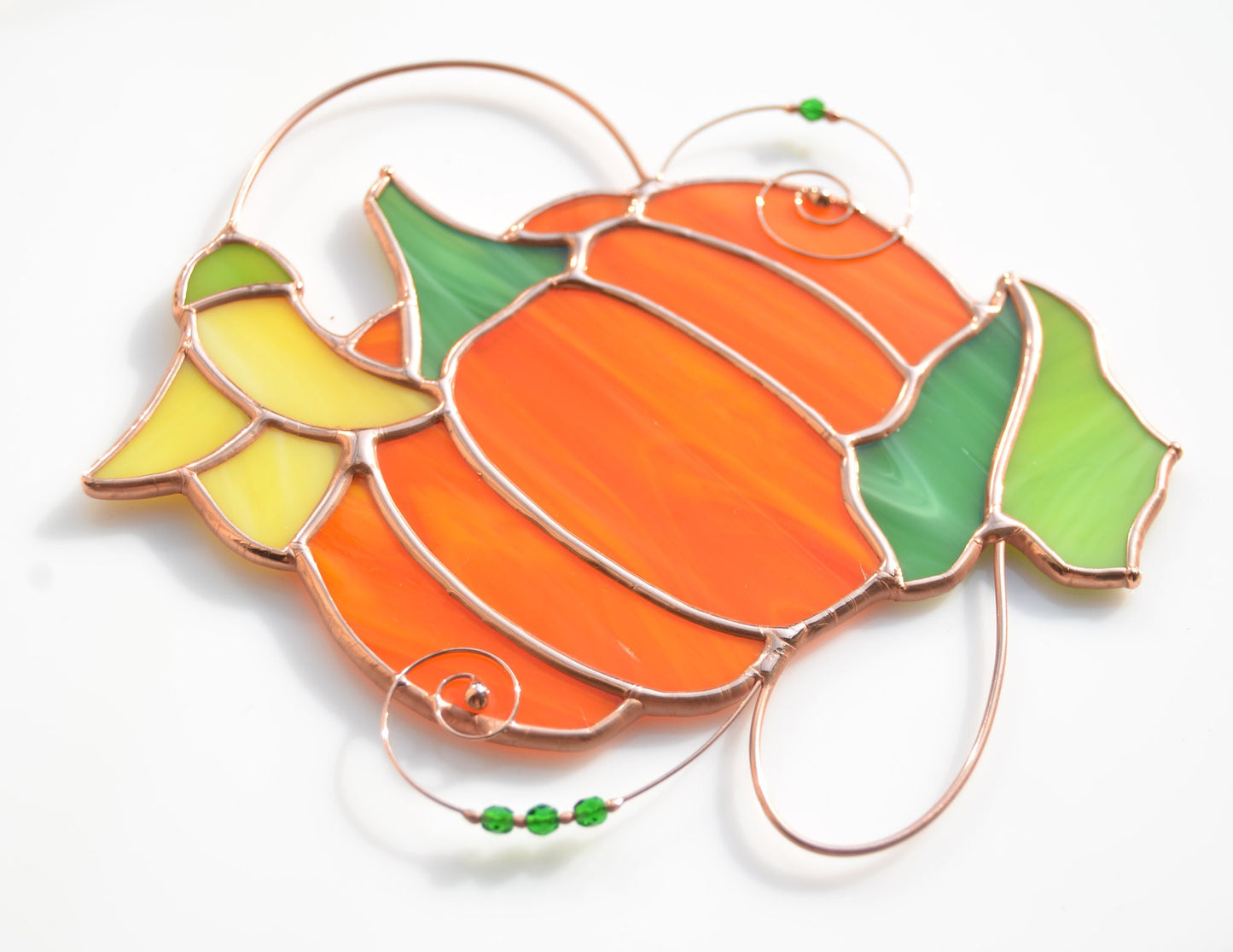 Pumpkin Stained Glass Window Hanging – Fall and Halloween Home Decor