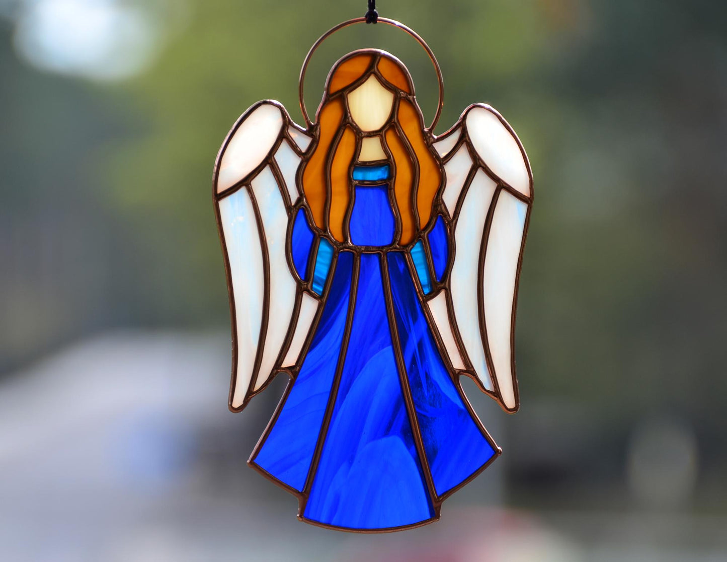 Christmas angel stained glass widow hanging suncatcher, angel gift, angel ornaments