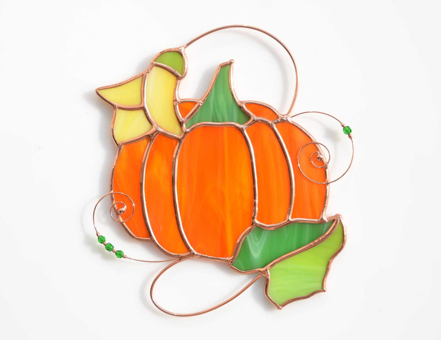 Pumpkin Stained Glass Window Hanging – Fall and Halloween Home Decor
