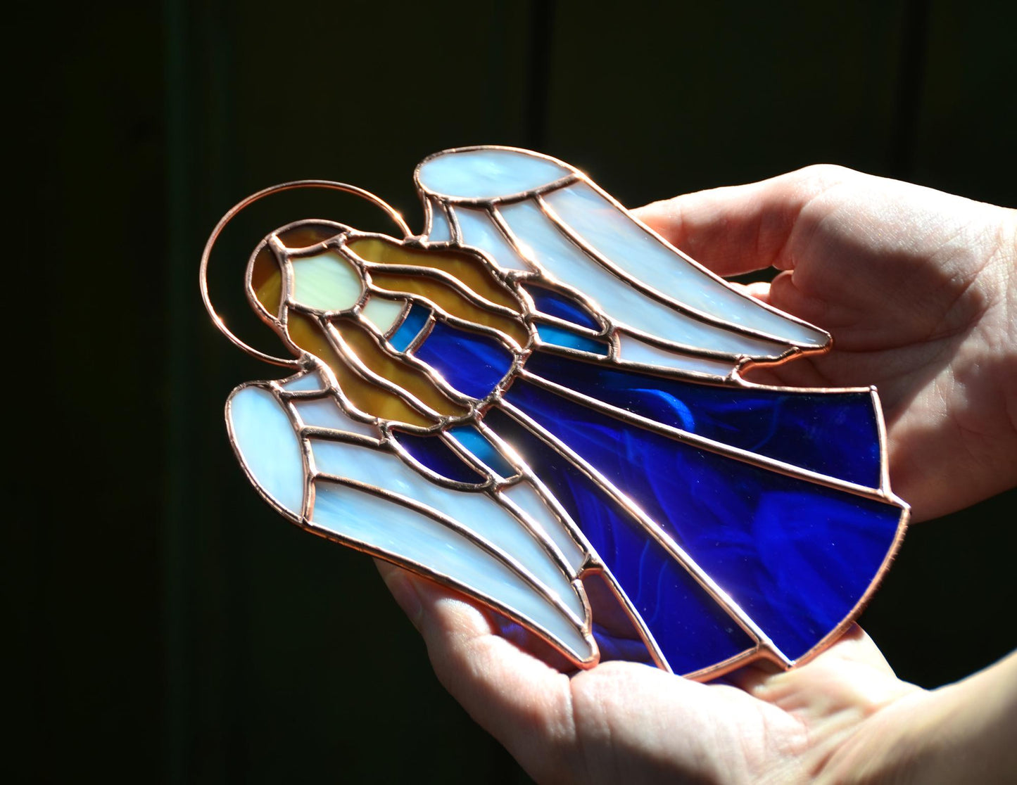 Christmas angel stained glass widow hanging suncatcher, angel gift, angel ornaments