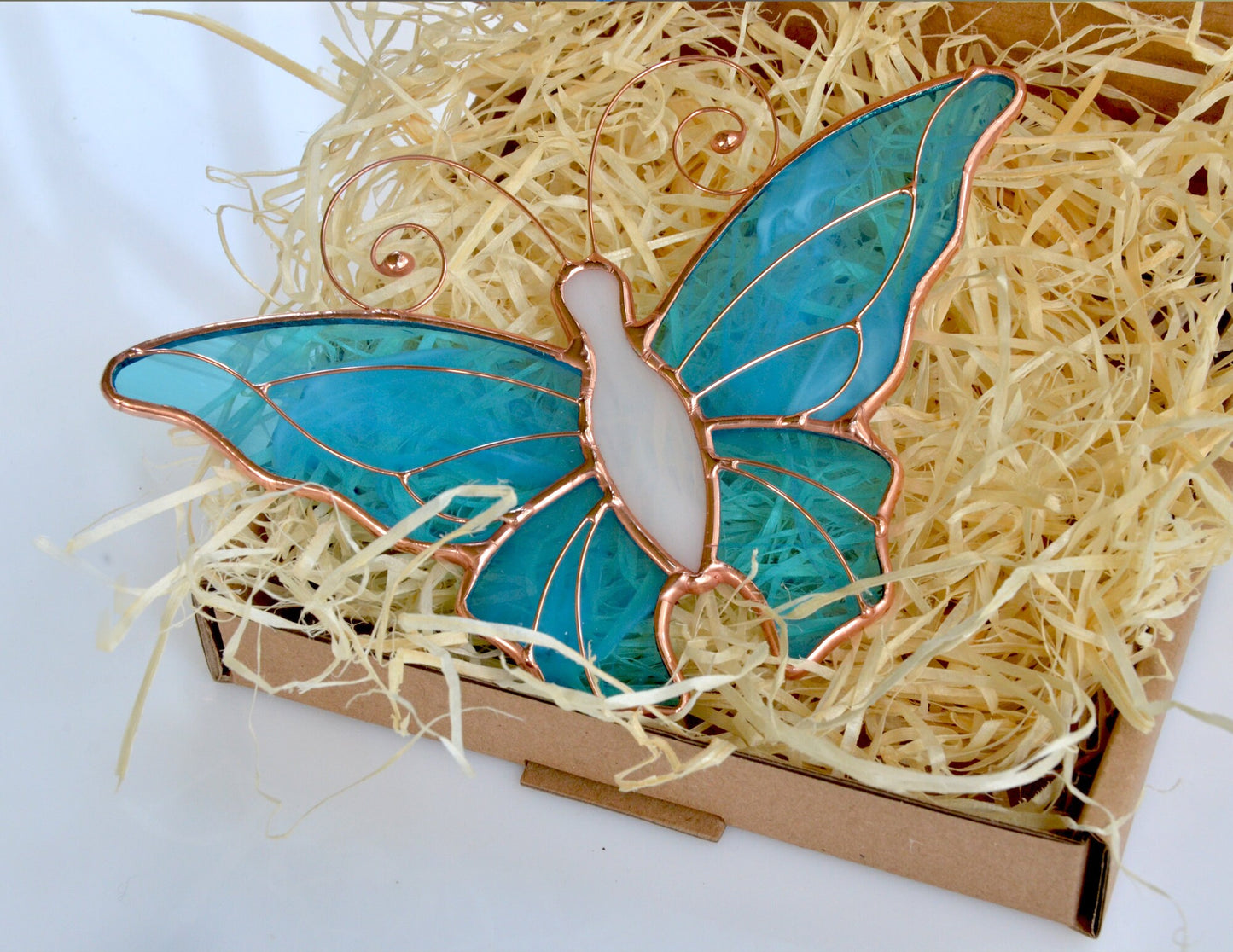Stained glass window hanging butterfly suncatcher
