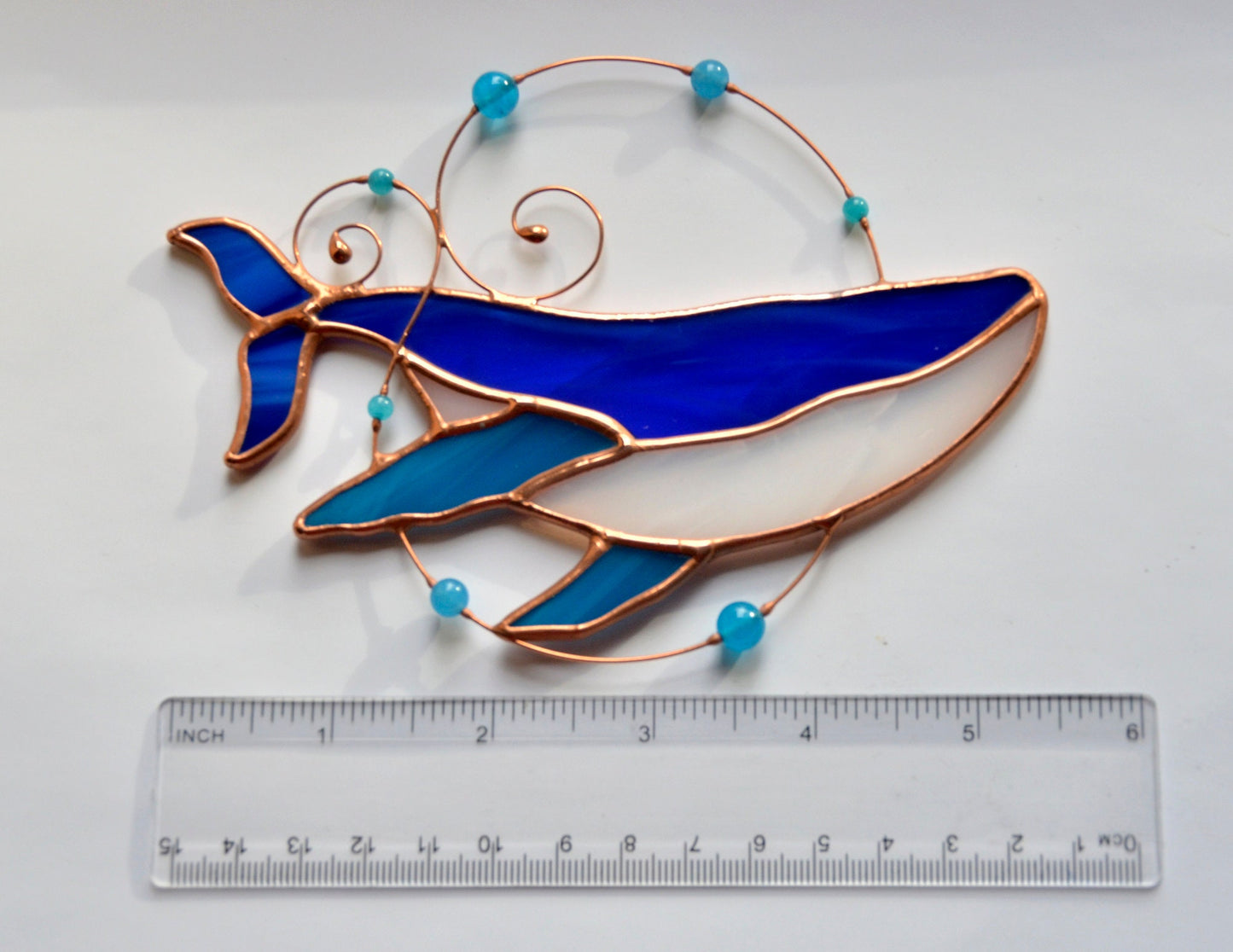 Whale Stained Glass Suncatcher – Ocean Window Hangings – Sea Lover Gift – Nautical Glass Hanging Art