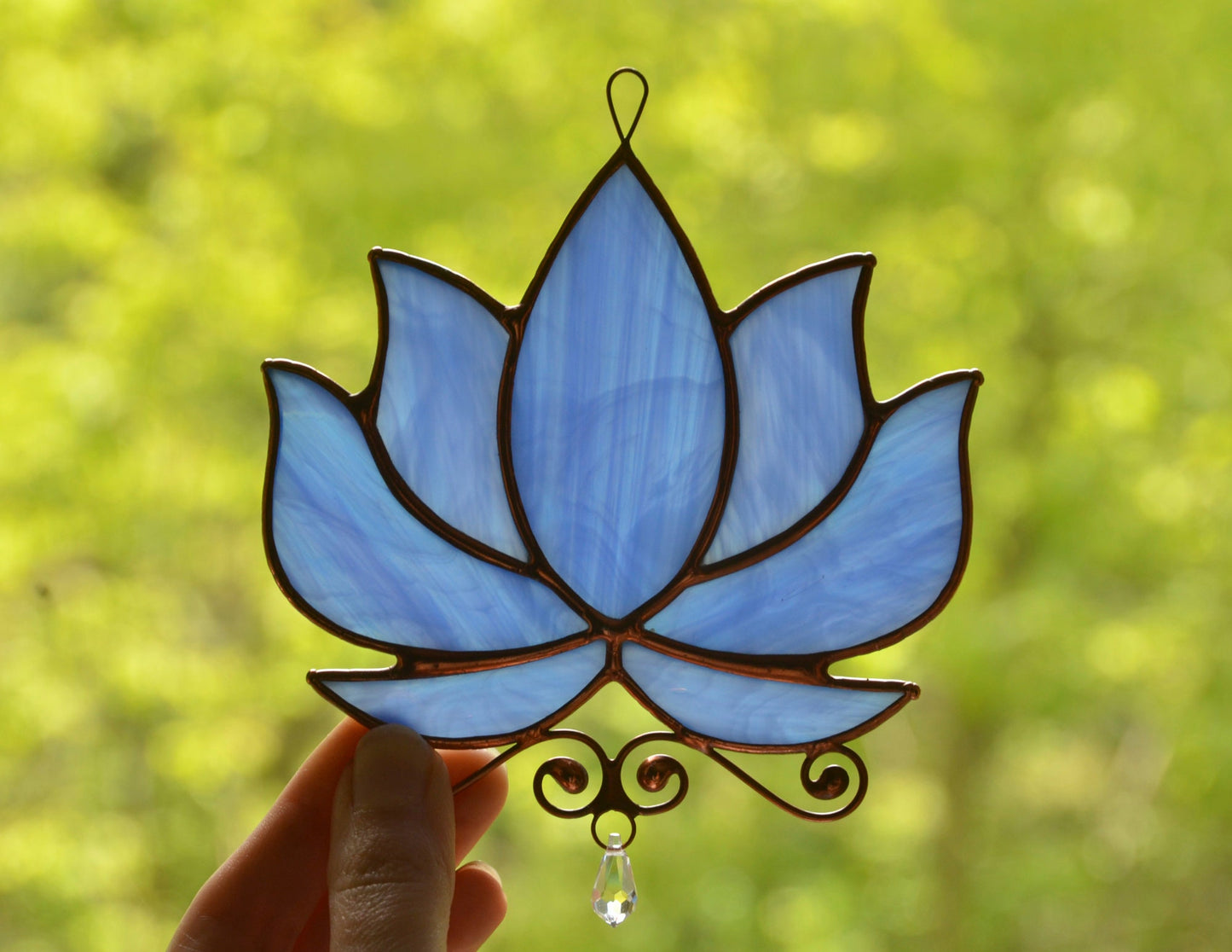 Stained glass lotus window hangings crystal suncatcher: yoga lover gift