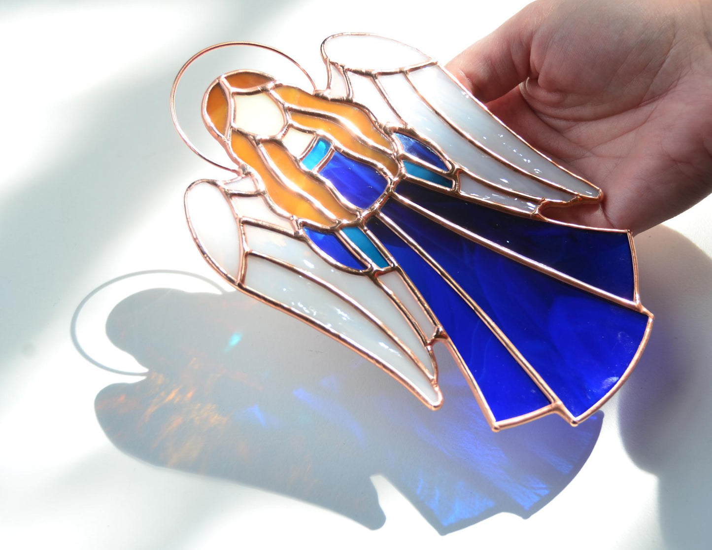 Christmas angel stained glass widow hanging suncatcher, angel gift, angel ornaments