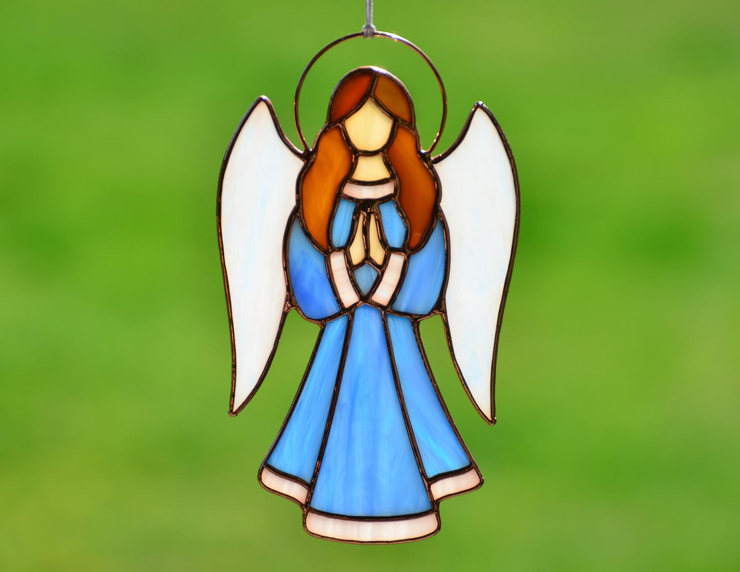 Christmas angel stained glass widow hanging suncatcher, angel gift, angel ornaments