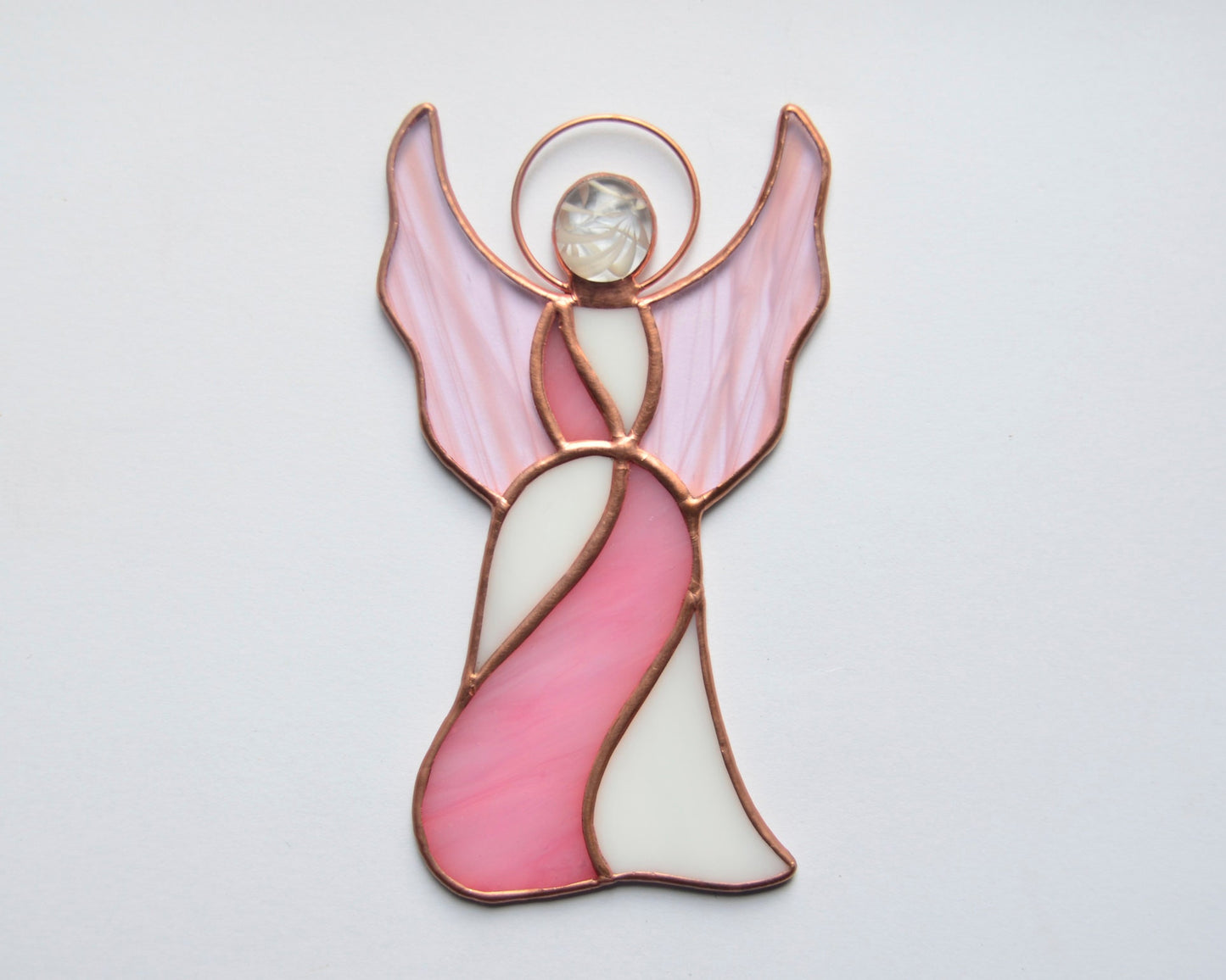 Stained glass angel ornament, memorial gift, window hangings, guardian angel