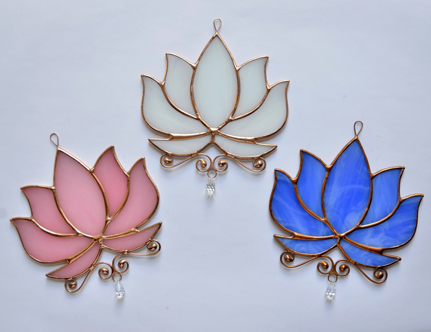 Stained glass lotus window hangings crystal suncatcher: yoga lover gift