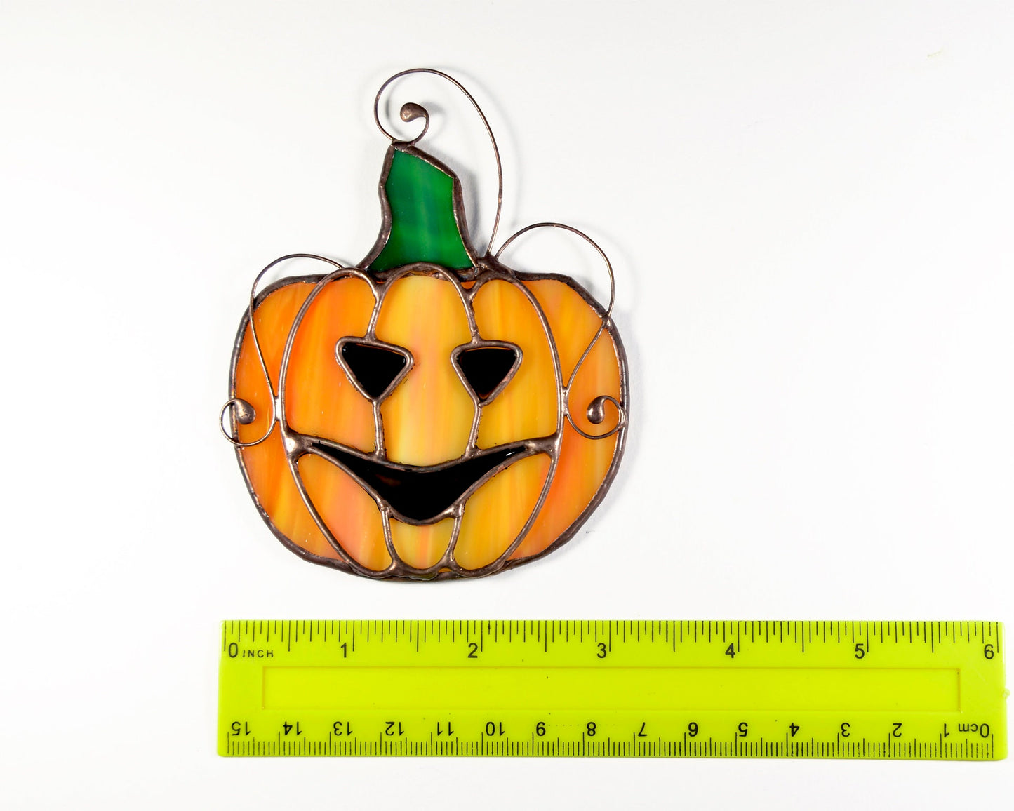 Stained glass Halloween window hanging, fall decor, stain glass pumpkin sun catcher