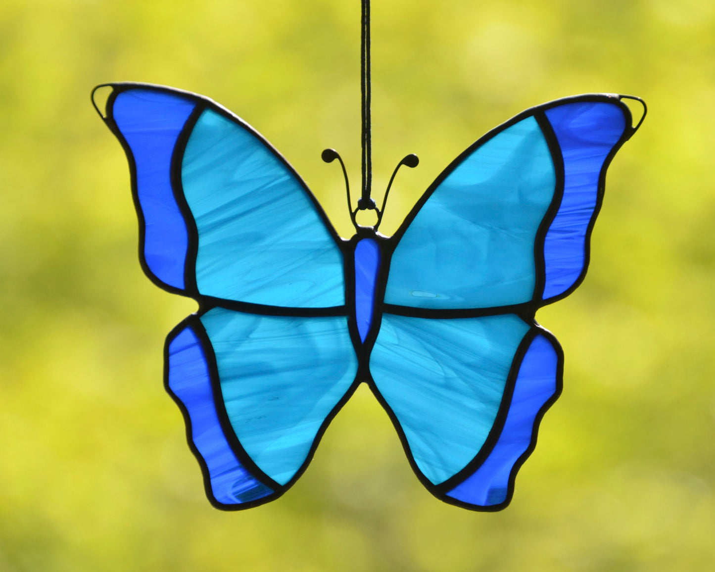 Handmade Morpho Butterfly Stained Glass Suncatcher – Window Hanging Decoration