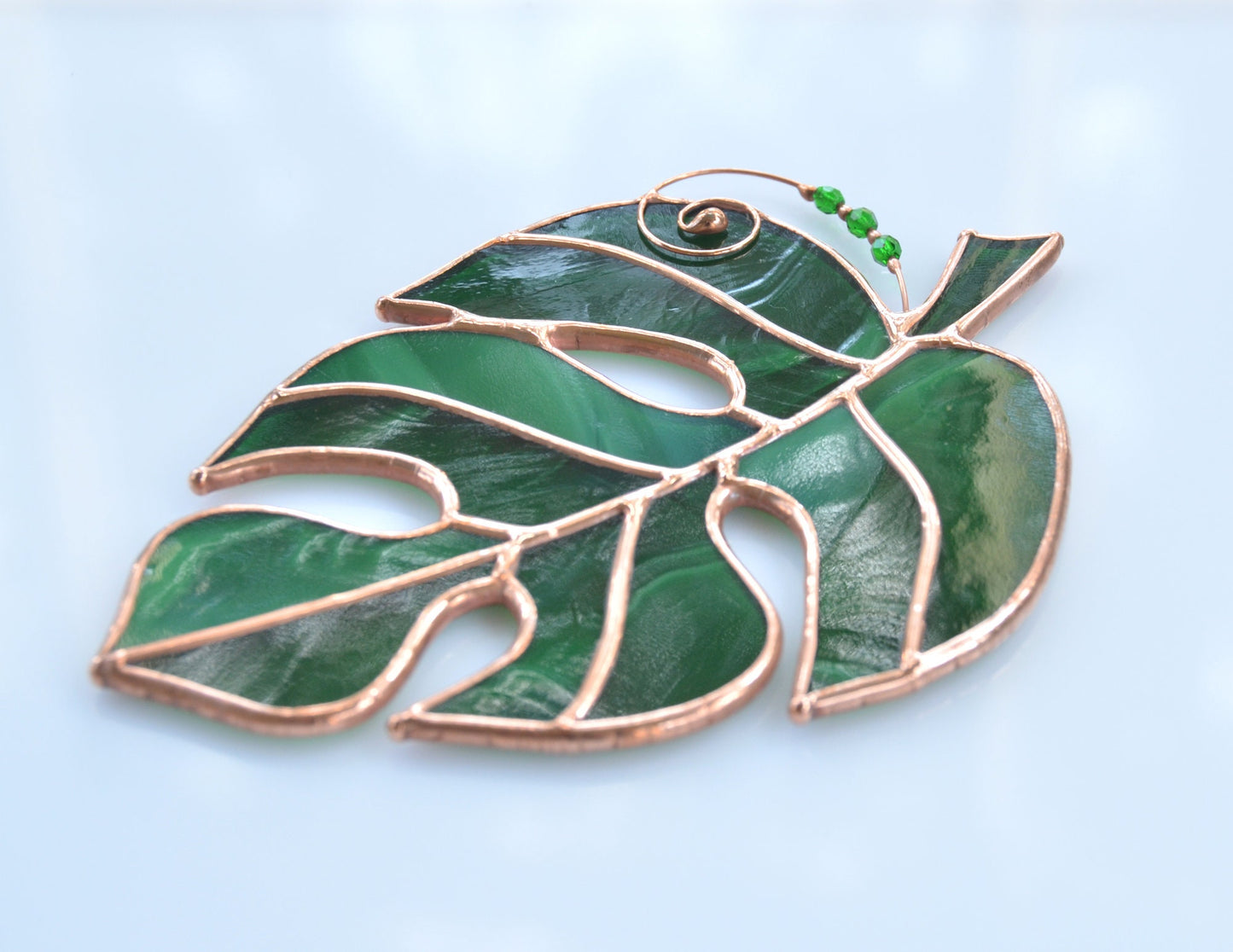 Monstera Leaf Stained Glass Suncatcher, Window Hanging Ornament