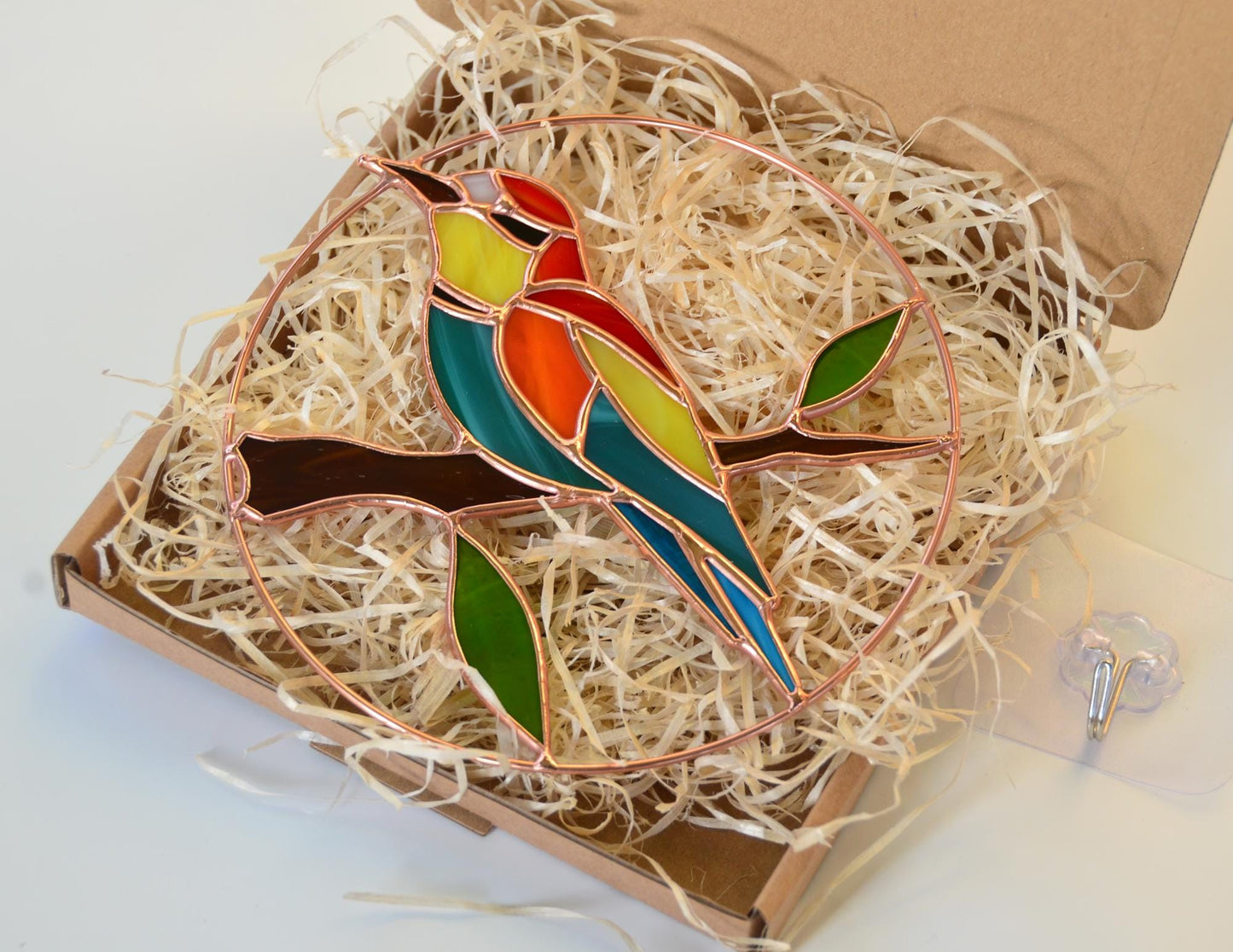 Stained Glass Bee-Eater Suncatcher: Colorful Bird Window Hanging