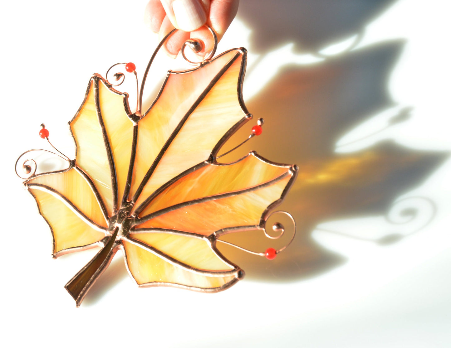 Stained glass leaf decor, window hangings, stain glass suncatcher