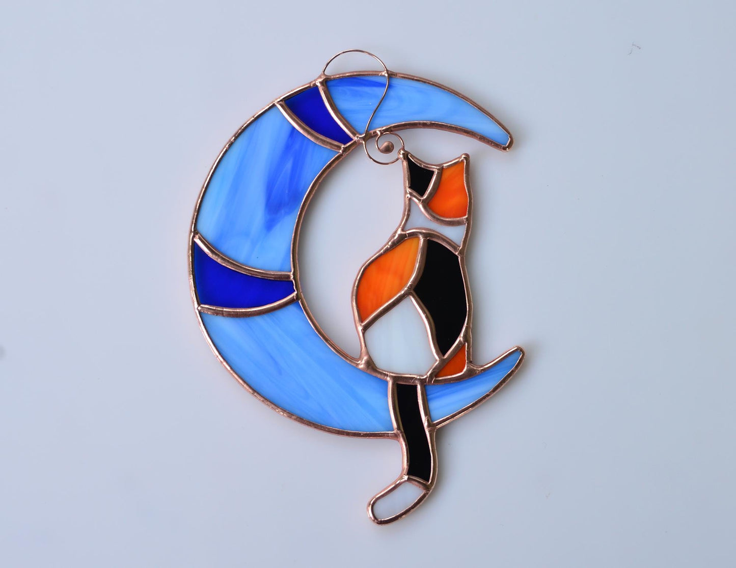 Stained glass calico cat window hangings, memorial gift, pet lost gift