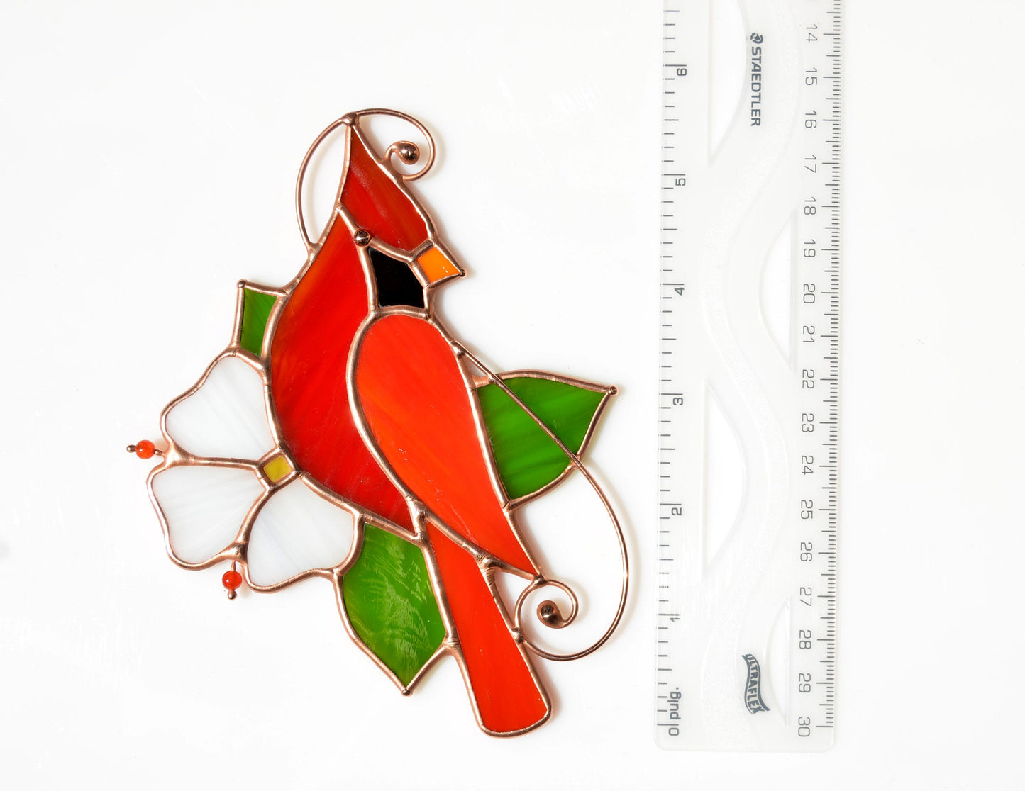 Stained glass cardinal, red cardinal window hangings, stained glass bird suncatchers, memorial gift