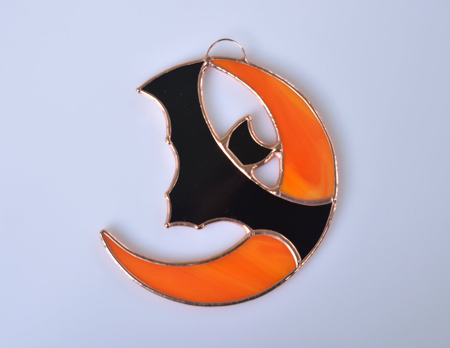 Stained Glass Halloween Bat Suncatcher: Moon Window Hanging