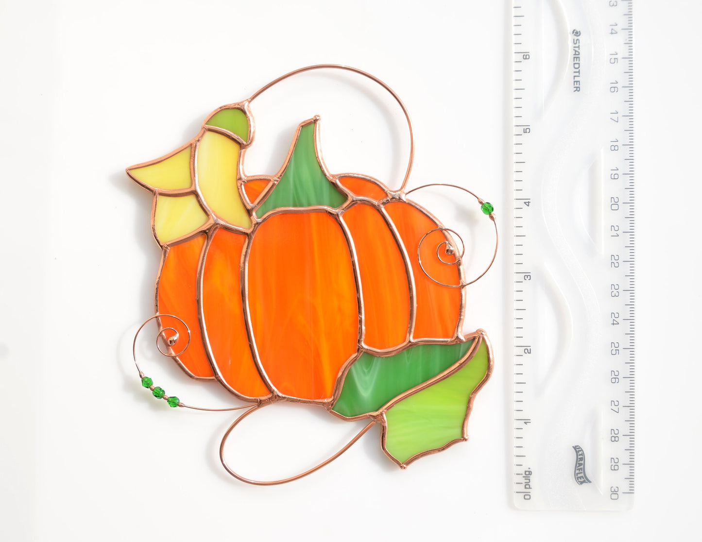 Pumpkin Stained Glass Window Hanging – Fall and Halloween Home Decor